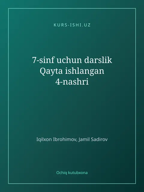 Мұқаба: 7-sinf uchun darslik Qayta ishlangan 4-nashri
