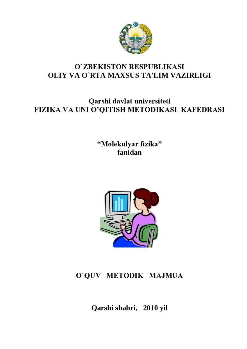 Мұқаба: Molekulyar fizika