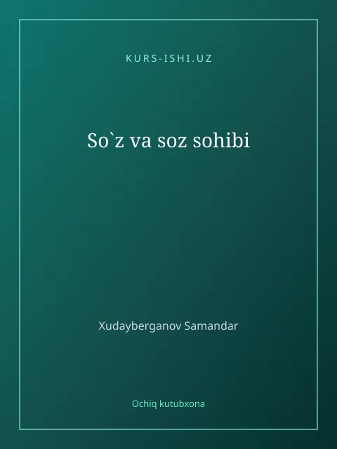 Мұқаба: So`z va soz sohibi