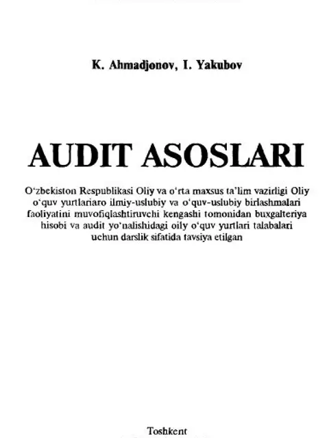 Обложка: Аudit asoslari