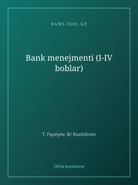 Cover: Bank menejmenti (I-IV boblar)