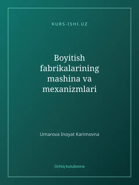 Обложка: Boyitish fabrikalarining mashina va mexanizmlari