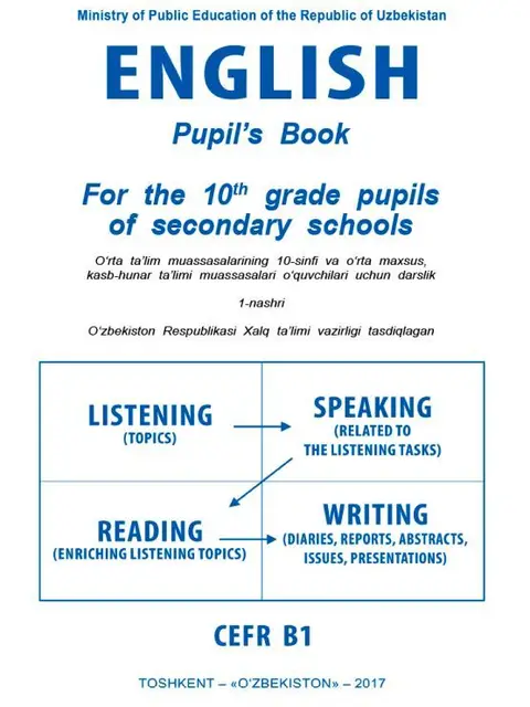 Cover: "English. Pupil`s book" 10-sinf