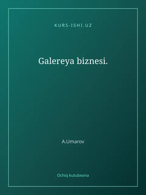 Мұқаба: Galereya biznesi.