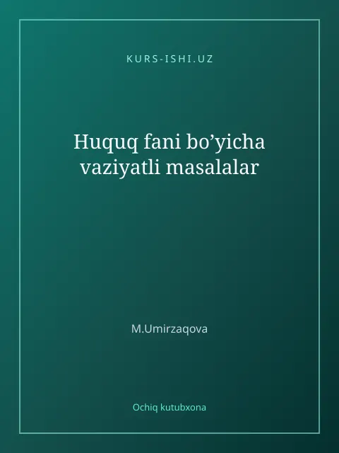 Cover: Huquq fani bo’yicha vaziyatli masalalar
