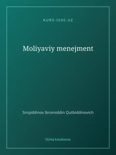 Мұқаба: Moliyaviy menejment