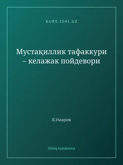 Muqova: Мустақиллик тафаккури – келажак пойдевори