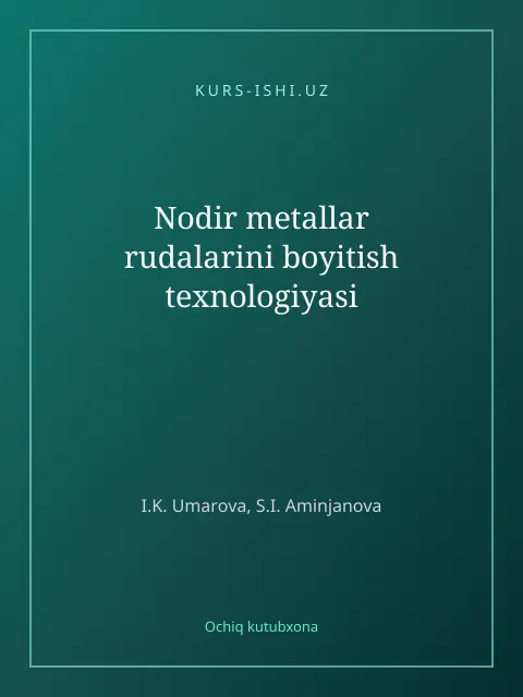 Cover: Nоdir mеtаllаr rudаlаrini bоyitish tехnоlоgiyasi