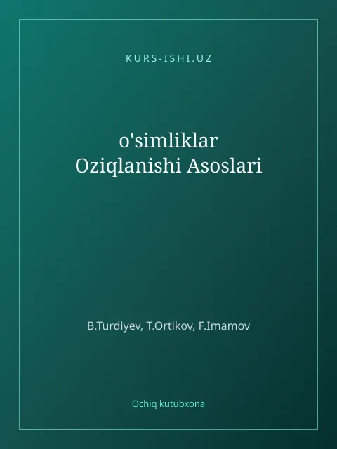 Обложка: o'simliklar Oziqlanishi Asoslari