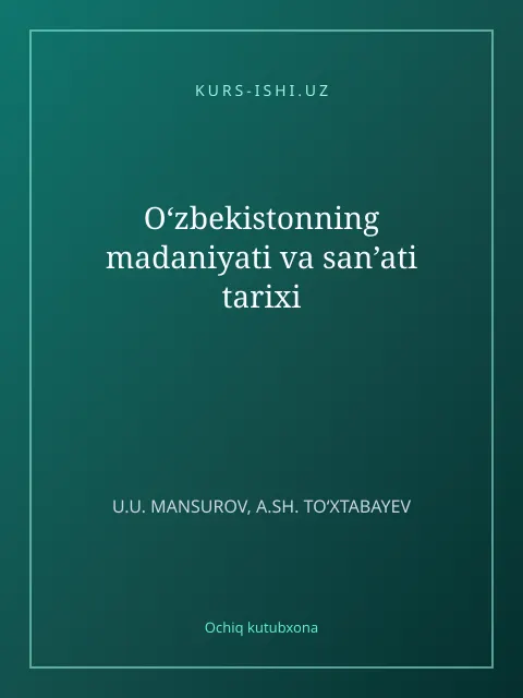 Cover: O‘zbekistonning madaniyati va san’ati tarixi