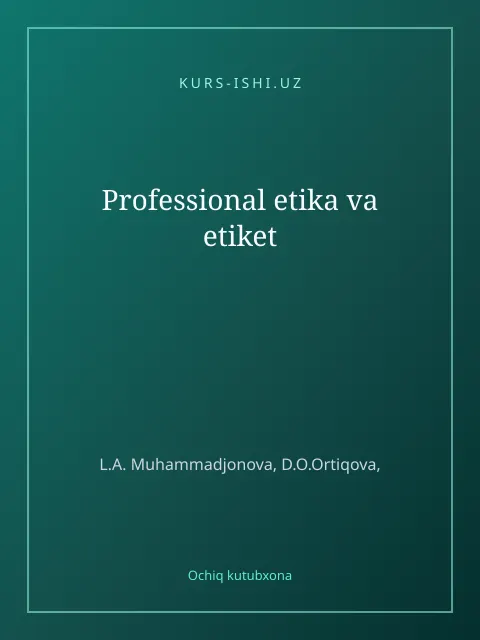 Обложка: Professional etika va etiket