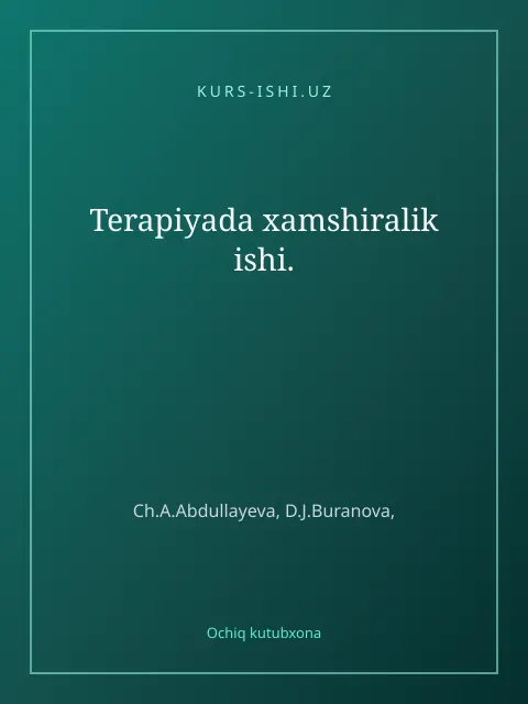 Обложка: Terapiyada xamshiralik ishi.