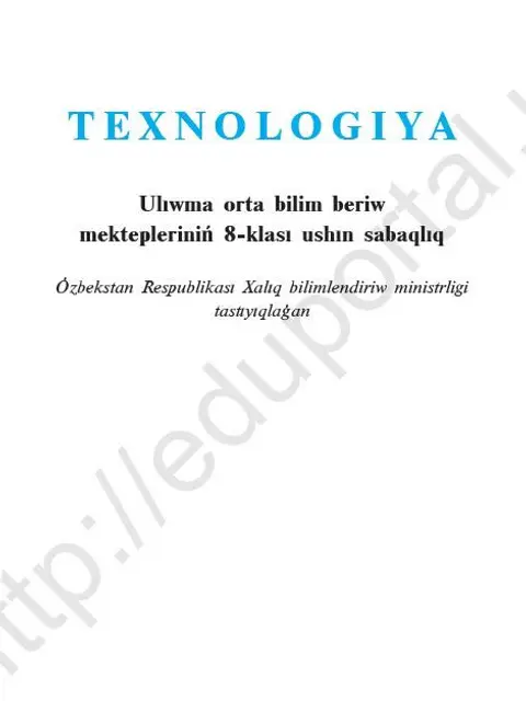 Cover: "Texnologiya" 8-klass