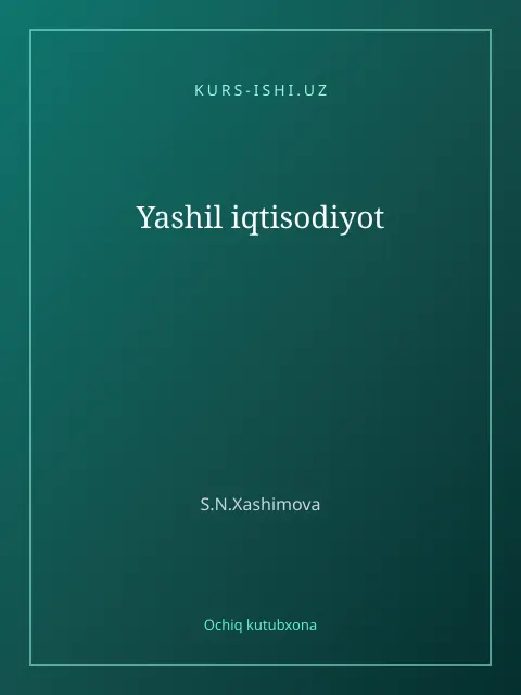 Обложка: Yashil iqtisodiyot